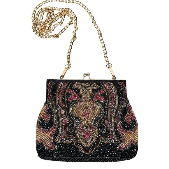VINTAGE Elegant Hand Beaded Evening Clutch Handbag - Picture 9 of 9